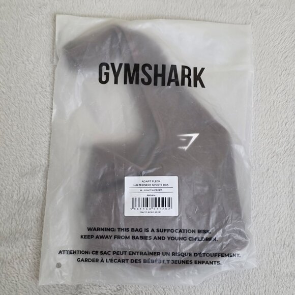 Gymshark Sports Bra Womens Medium Brown Adapt Fleck Halterneck Light Support - Picture 2 of 4